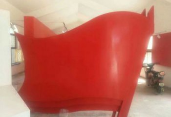 小區旗幟雕塑，拉絲黨建雕塑，抽象效果