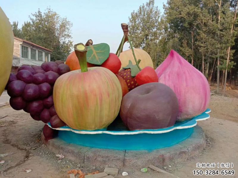 果籃雕塑定制，歐式風格，仿真果籃雕塑供給