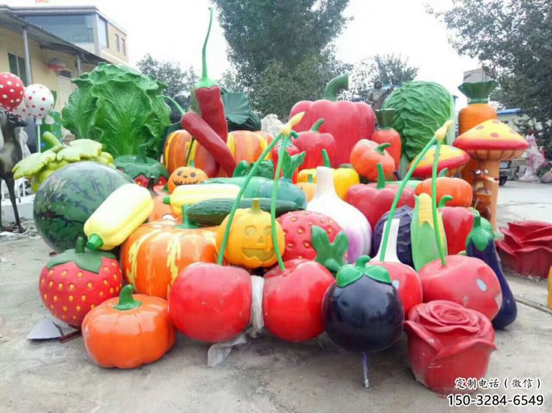 花園果籃雕塑批發，標識雕塑，辣椒果籃雕塑優選