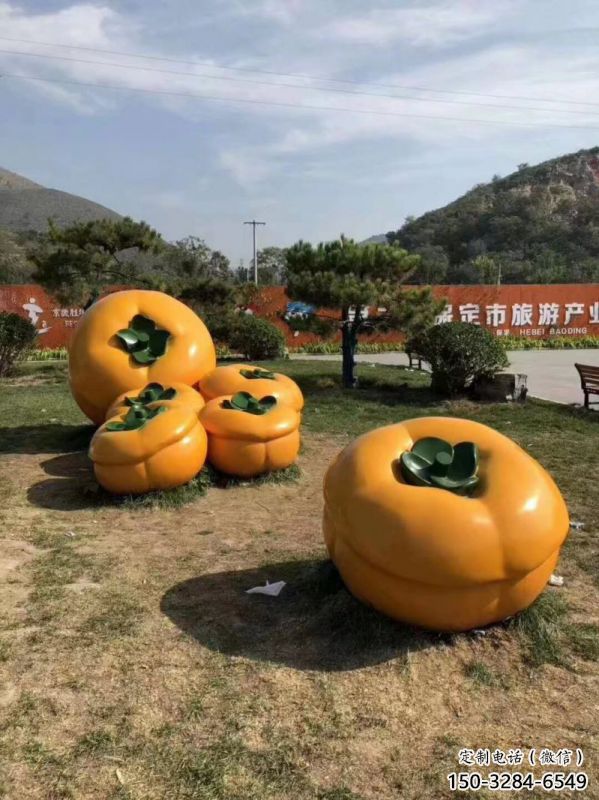 果籃雕塑供應，圓雕體系，景觀柿子果籃雕塑展品