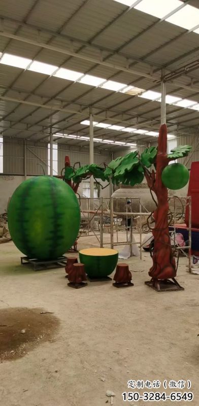 果籃雕塑優(yōu)選，陸地擺件，西瓜果籃雕塑制作