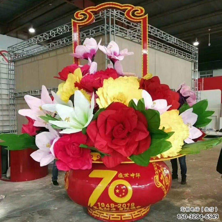 花籃雕塑供求，村標(biāo)概念金屬花籃雕塑通用