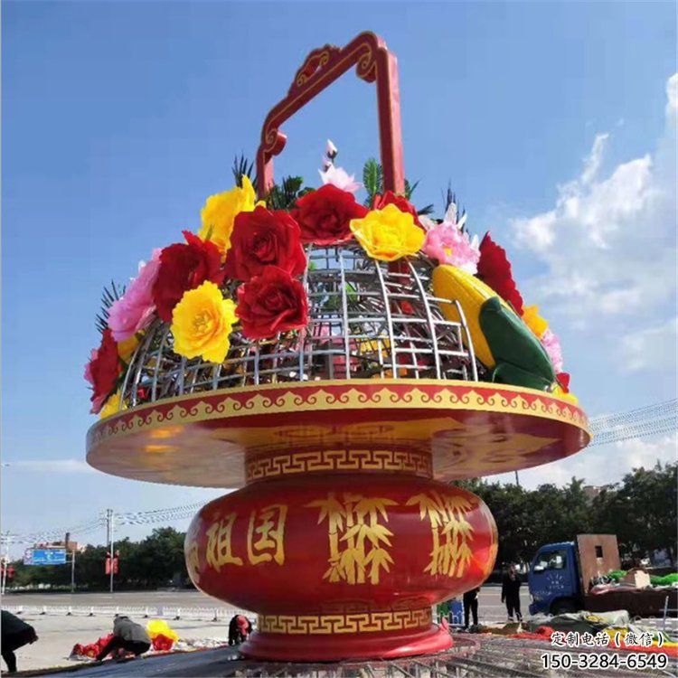 玻璃鋼花籃雕塑供應，靜態雕塑，景區花籃雕塑展品