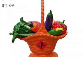 城市果籃雕塑標準，彩鋼制作，仿真果籃雕塑優價