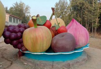 果籃雕塑定制，歐式風格，仿真果籃雕塑供給