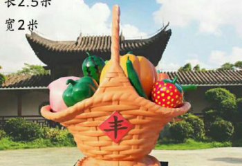 果籃雕塑觀賞型，露天雕塑，仿真果籃雕塑訂做