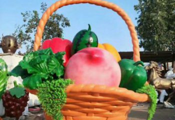 果籃雕塑供給，中式工藝，仿真果籃雕塑精品