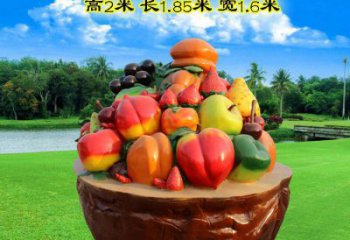 果籃雕塑訂做，室外軟裝，鐵藝果籃雕塑供應