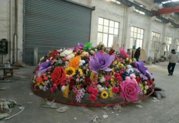 花籃雕塑工廠選用，街道標(biāo)識，景觀園林葵花花籃雕塑批發(fā)