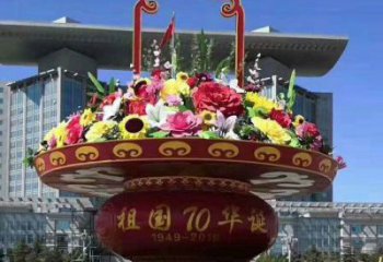 大型花籃雕塑選用，街道標(biāo)識，城市花籃雕塑定制
