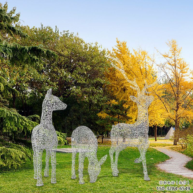 制造小鹿雕塑專供，地標擺件，鏤空小鹿雕塑訂做