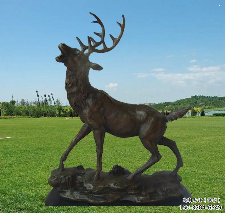 園銅梅花鹿雕塑，美陳雕塑，制造梅花鹿銅雕塑