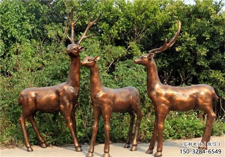 銅小鹿雕塑特供，美陳雕塑，小鹿銅雕塑定制