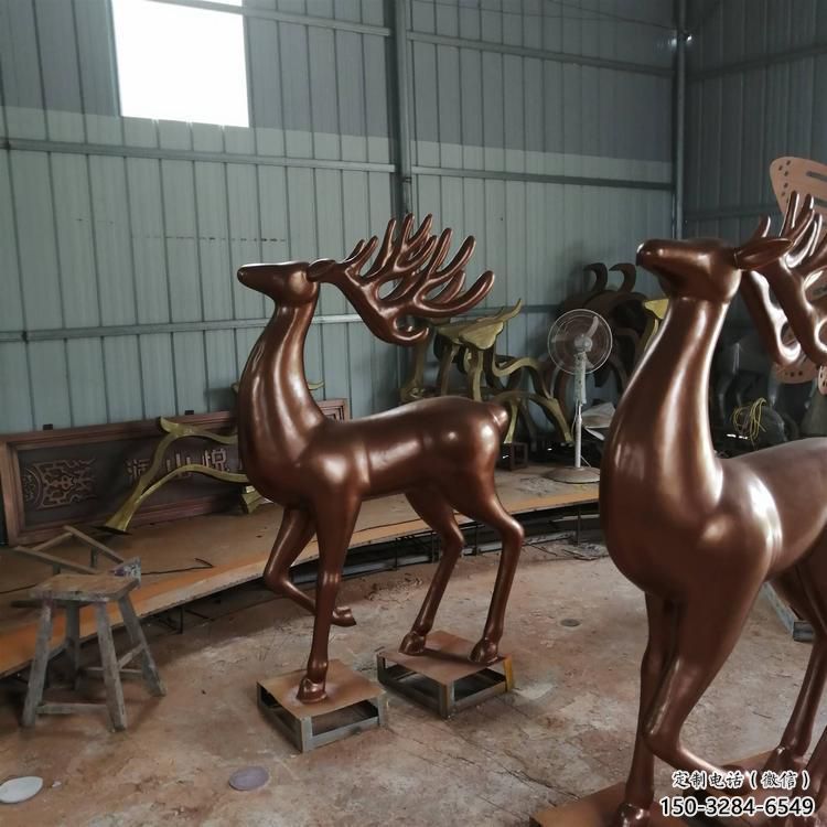 室內馴鹿雕塑，拉絲海洋雕塑，抽象效果