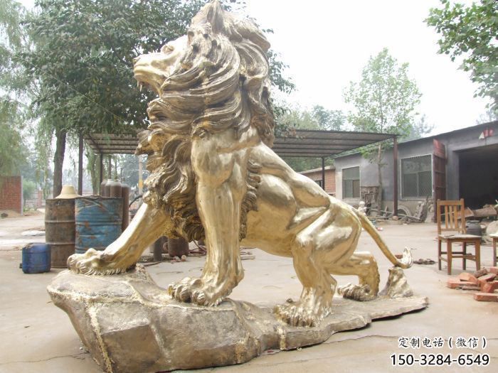 黃銅獅子雕塑預定，動物景觀擺件，走獅主題雕塑精品