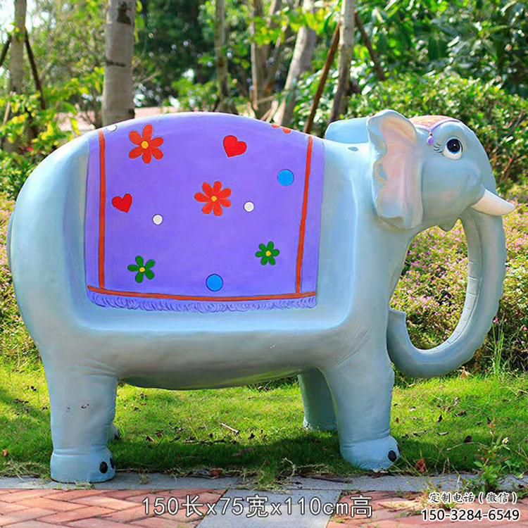 大象坐凳雕塑，公園動(dòng)物雕塑，玻璃鋼坐凳雕塑廠家