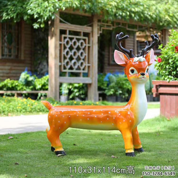 幼兒園坐凳雕塑，小鹿坐凳雕塑，卡通動物類型