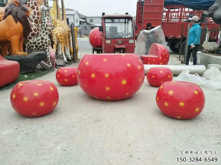 彩繪仿真玻璃鋼草莓坐凳雕塑
