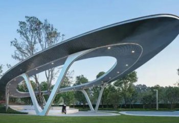 戶外休憩現代景觀廊架雕塑