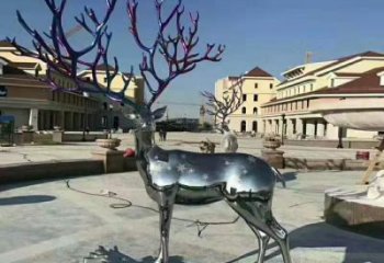 仿真梅花鹿雕塑制造商，城區小品，不銹鋼動物雕塑制作