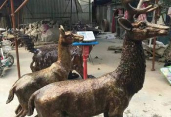 銅鹿雕塑，鑄銅動物雕塑
