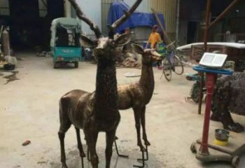 銅鹿雕塑，鑄銅動物雕塑