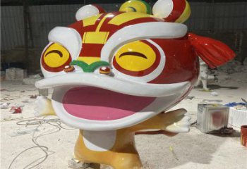 卡通形態效果，玻璃鋼卡通獅子雕塑，美陳景觀擺件