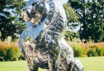 獅子雕塑訂做供需，景區雕塑，鏡面不銹鋼獅子雕塑定價