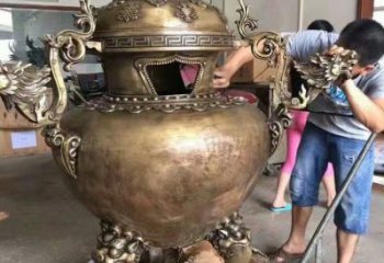 三足帶蓋博山爐雕塑