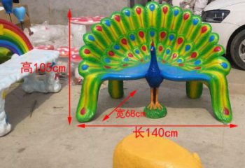 孔雀坐凳雕塑，彩繪景觀雕塑，動物美陳系列