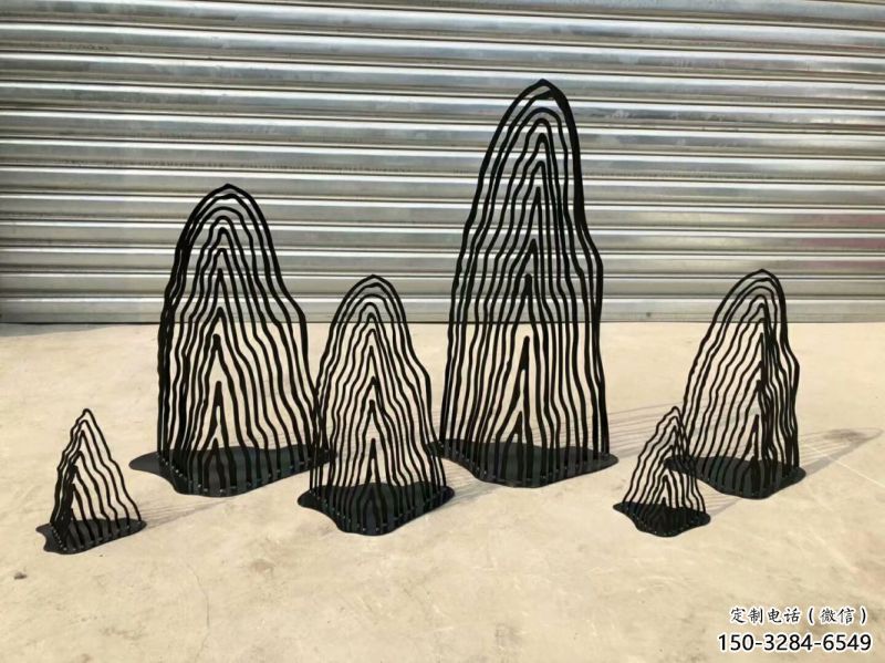 園林假山雕塑，噴漆景觀雕塑，網格形式