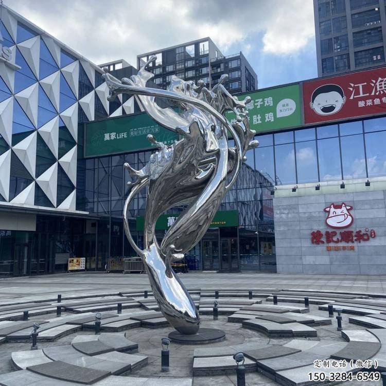 校園海浪雕塑，拉絲景觀雕塑，抽象主題