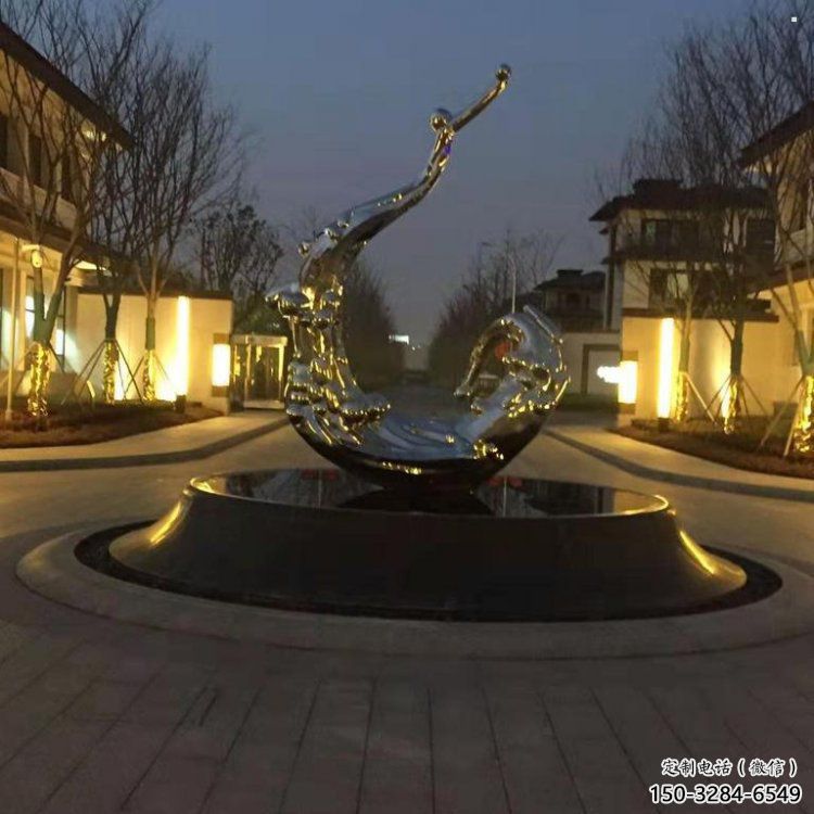 大型海浪紋雕塑公司，花園小品，不銹鋼海浪雕塑提供