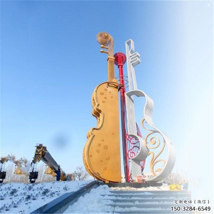 提琴雕塑供應，樂器雕塑，烤漆提琴雕塑制造廠家