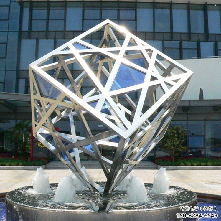 方塊雕塑特供，噴泉雕塑，不銹鋼方塊雕塑優(yōu)選