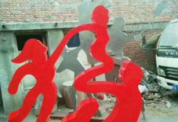 校園福字雕塑，拉絲景觀雕塑，抽象主題