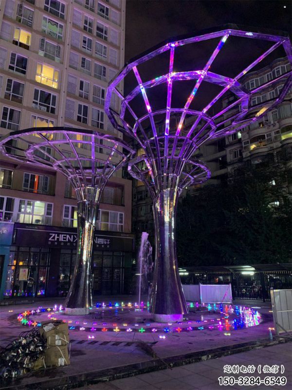 燈光樹雕塑選用，廣場雕塑，燈光蘑菇樹雕塑異型廠家