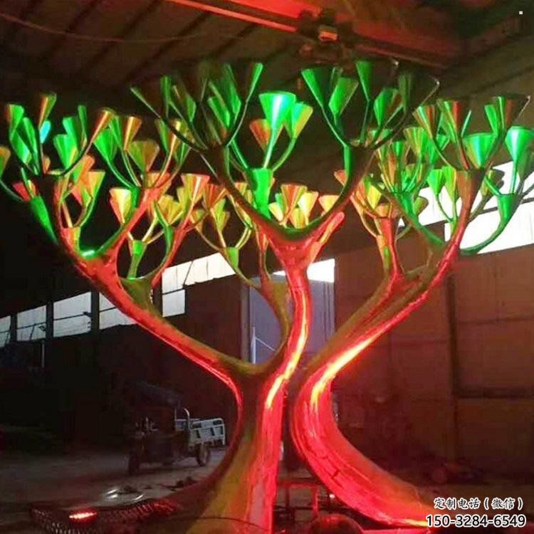 燈光樹雕塑優(yōu)價，村標概念，燈光蘑菇樹雕塑廠家精品