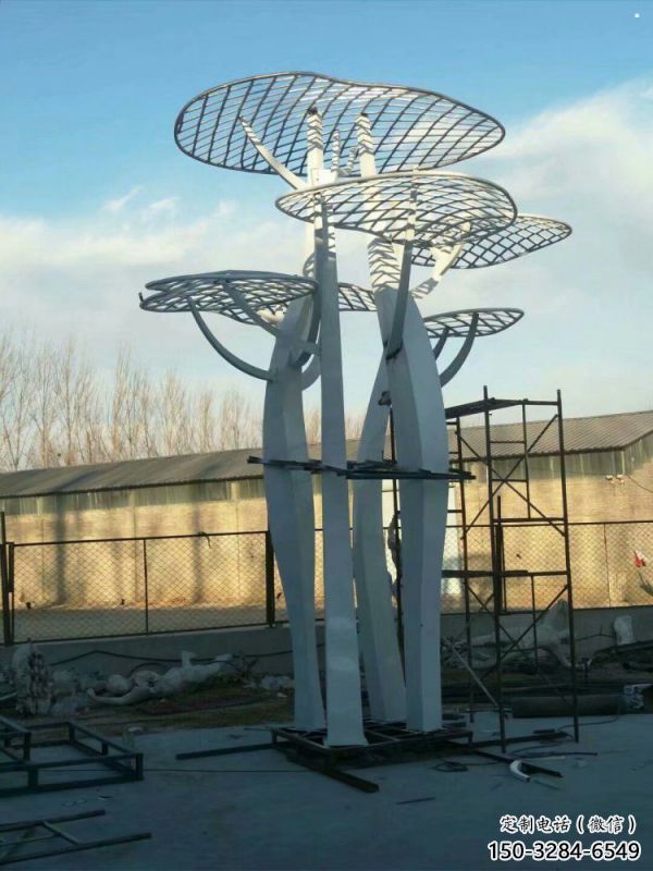 蘑菇樹雕塑制造，美陳雕塑，抽象鏤空蘑菇樹雕塑定價