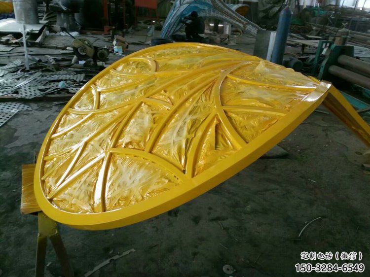 樹葉雕塑承接，街道標(biāo)識(shí)，彩繪烤漆樹葉雕塑廠家