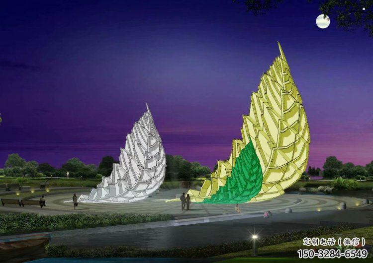 藝術(shù)樹葉雕塑廠家，小區(qū)擺件，烤漆樹葉雕塑訂做服務(wù)商