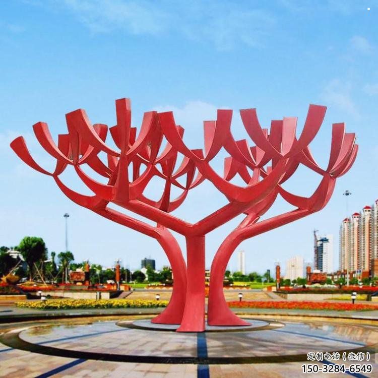 樹干雕塑廠家，圓雕體系，烤漆不銹鋼樹干雕塑廠家