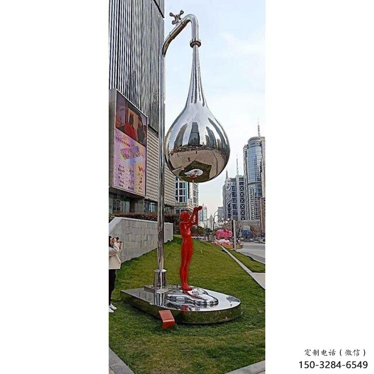 水滴雕塑專供，園林裝飾，不銹鋼鏡面水滴雕塑批發