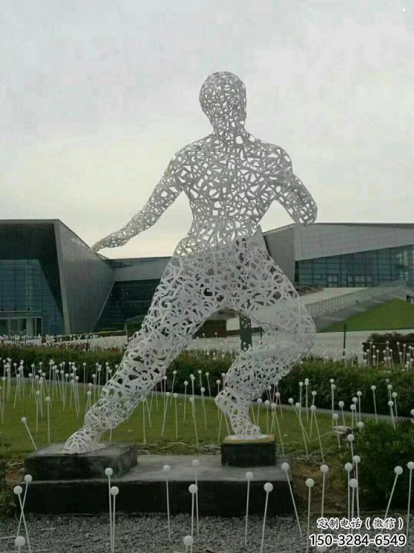 鏤空李小龍雕塑制造，街景小品，鐵藝人物雕塑優價