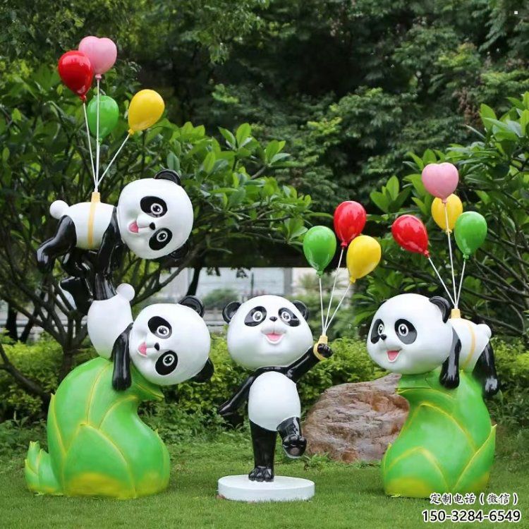 熊貓雕塑觀賞型，露天雕塑，卡通熊貓雕塑訂做廠家