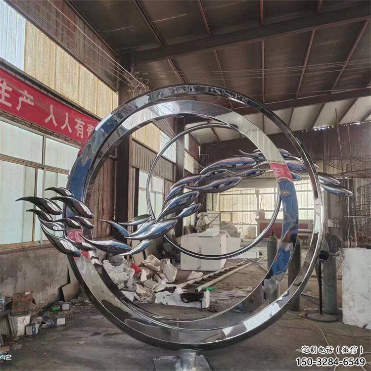 圓環雕塑觀賞型，廣場系列，民俗烤漆圓環雕塑優選