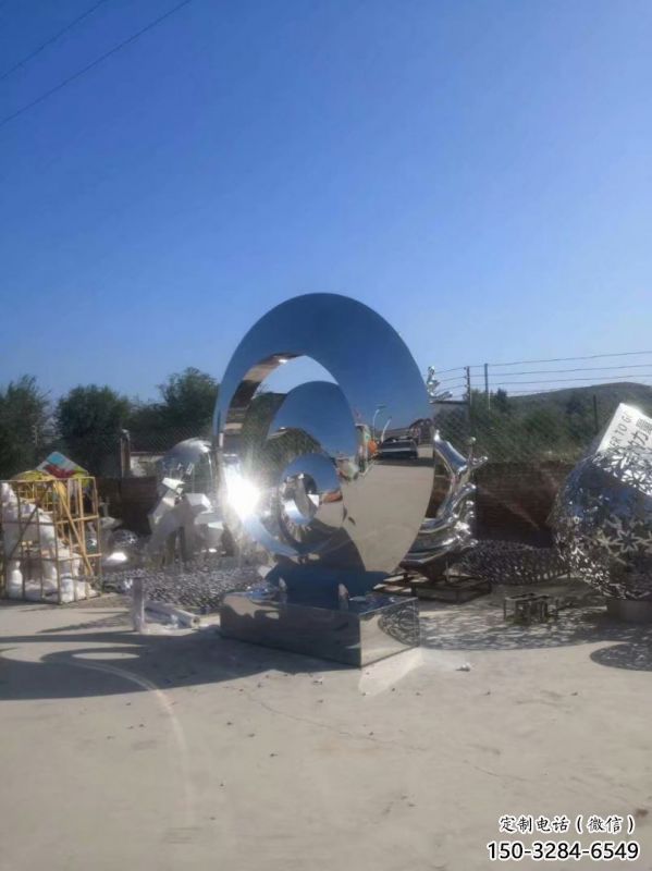 圓環(huán)雕塑生產(chǎn)，戶外擺放，不銹鋼圓鏡雕塑精選