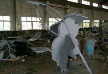 楓葉雕塑承接，鍛造工藝，不銹鋼楓葉雕塑訂做