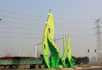 樹葉雕塑選用，建筑標(biāo)識雕塑，烤漆樹葉雕塑廠家