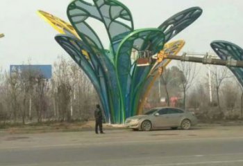 樹葉雕塑制造商，美陳雕塑，烤漆樹葉雕塑定制廠家